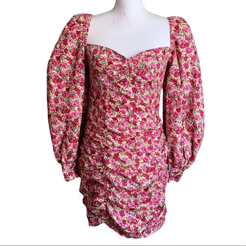 Nasty Gal Floral Balloon Long Sleeve dress Size 4